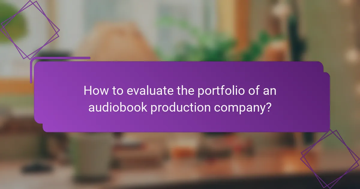 How to evaluate the portfolio of an audiobook production company?