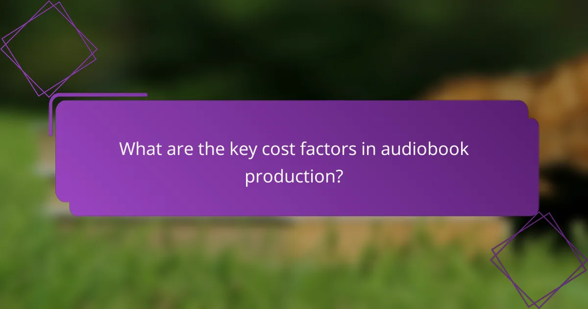 What are the key cost factors in audiobook production?
